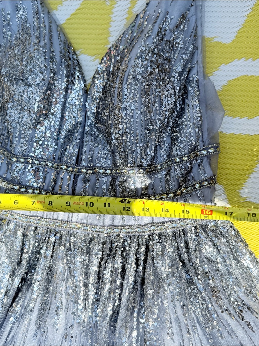 Silver Glitter Tulle Party Dress size 16 Jovani silver blue homecoming prom - Picture 7 of 10